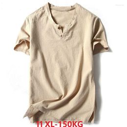 T-shirts pour hommes grande taille 5XL 8XL 9XL 10XL T-shirt à manches courtes hommes Style chinois été hommes T-shirt Vintage col en v maison t-shirts décontractés kaki