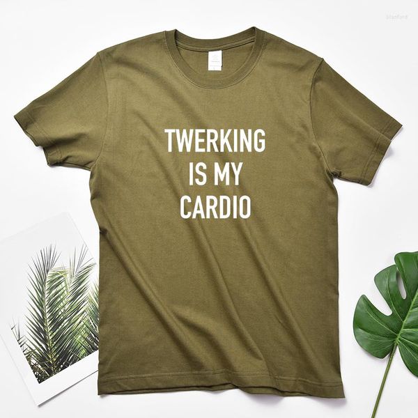 Camisetas de talla grande para hombre, camiseta gráfica lisa para hombre, Huikoo, verano, cuello redondo, manga corta, algodón, letras de humor, camisetas Tumblr, Twerking Is My Cardio