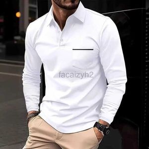 T-shirts masculins plus t-shirts polos insine polo bouton poche poche à manches longues pour hommes à manches longues Polo plus t-shirts