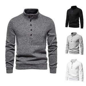 Heren t shirts plus tees polos nieuwe heren high necy knop trui Europese casual vaste kleur hoodie jas voor mannen plus T -stukken