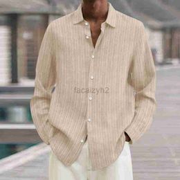 T-shirts masculins plus t-shirts Polos Saisie à manches longues Sauveau à manches longues Linette en coton en lin Stripted Cardigan pour hommes plus t-shirts