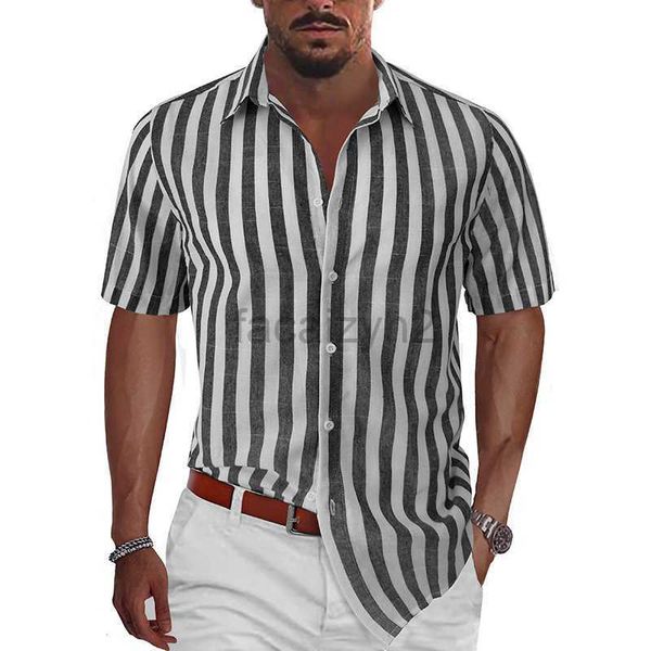 T-shirts masculins plus t-shirts Polos Summer Summer's Beach Stripe Stripe Shirt's Men's Short Hawaiian Shirt Men's Plus Tees