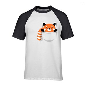 Heren T-shirts Pocket Rode Panda Mannen Katoen Gedrukt Ontwerp Mode Zomer Korte Mouw T-shirt Meisje Witte T-shirts