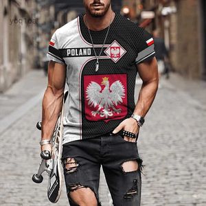 T-shirts pour hommes Pologne Emblème national imprimé 3D T-shirt pour hommes Col rond Manches courtes Mode Cool Streetwear surdimensionné Hommes Chemise ample