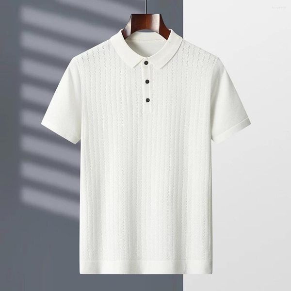 Camisetas para hombre, camiseta Polo de manga corta 2023 ajustada con solapa de negocios, camiseta informal de punto de media manga, ropa de diseñador para hombre