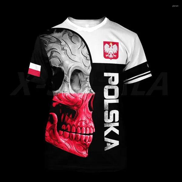 T-shirts pour hommes POLSKA Pologne Emblème national imprimé 3D T-shirt pour hommes Col rond Manches courtes Mode Cool Streetwear Plu275q