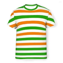 Camisetas para hombre, camiseta de poliéster para hombre, verde, naranja y blanco, duende, Día de San Patricio, camisa fina informal básica, diseño novedoso