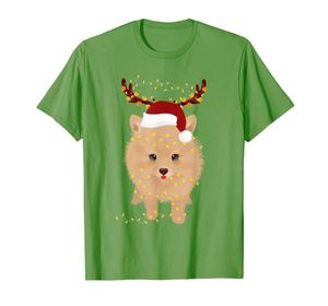 T-shirts pour hommes Pomeranian Reindeer Antlers Light Xmas Noel T-Shirt