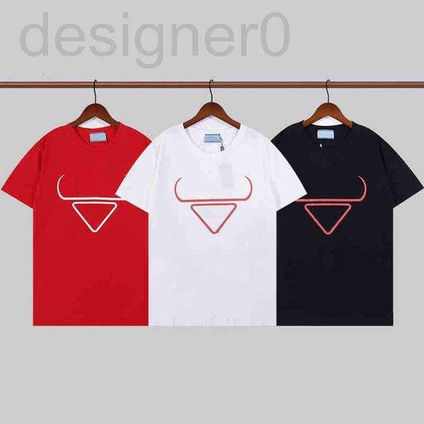 T-shirts pour hommes populaires Nouveaux hommes T-shirt Mode Luxe Triangle Lettre Modèle d'impression Col rond à manches courtes Pur coton Vêtements Casual Sports Respirant 2ZWH