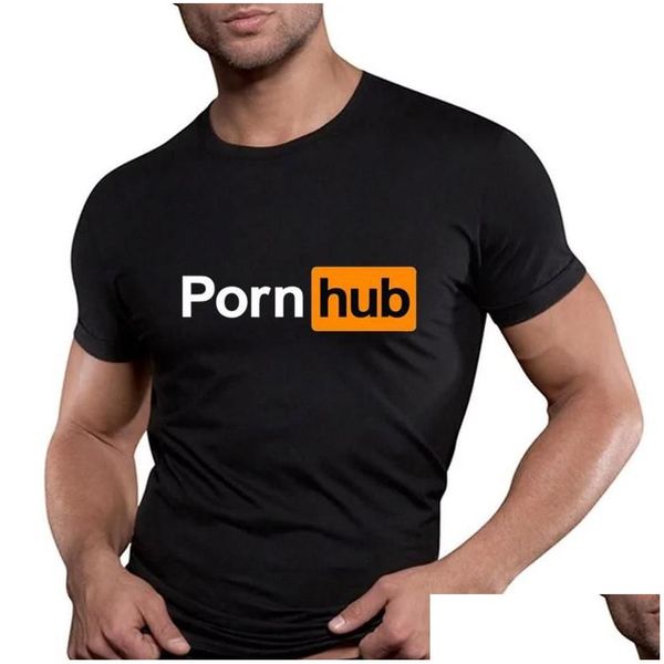 Camisetas para hombres Porn--Hub Letter T Shirts Puro 100% algodón Clásico Manga corta Casual Streetwear Hip Hop Ropa Drop Delivery Ropa Dhzq2