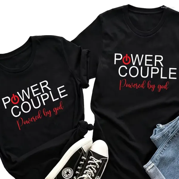 Camisetas para hombres Camisetas gráficas Power Couple Powered By God Shirt Parejas cristianas Regalos personalizados Tops sexys L