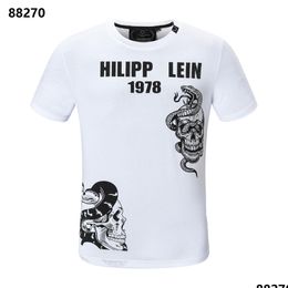T-shirts pour hommes PP Mode Mens Designer Slim Fit Casual Strass À Manches Courtes Col Rond Chemise Tee Skls Imprimer Tops Streetwear Coll Dhb5W