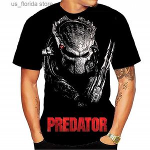 T-shirts hommes Predator T-shirt graphique pour hommes Mode Strtwear Hip Hop 3D Film d'horreur imprimé Alien T-shirt Été Casual Vêtements pour femmes Y240321