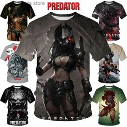 T-shirts voor heren Predator Horror T-shirt voor mannen 3D Facehugger Xenomorph Qun Gedrukt Goth Tops T-shirts Dameskleding Mode Kinder T-shirt Y240321