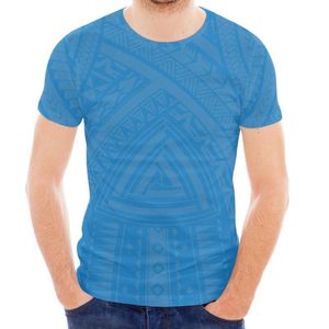 T-shirts masculins Imprimez à la demande T-shirt de plage à manches courtes d'été T-shirt tribal géométrique tatouage Boy Crewneck Blue Gym pour hommes