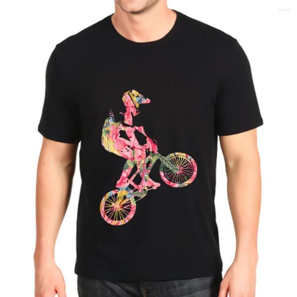 Camisetas estampadas para hombre, camiseta con cuello redondo para niñas, flores Bmx, acuarela, camiseta de algodón de manga corta hecha a medida, moda para hombres