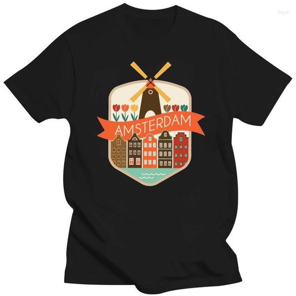 T-shirts pour hommes imprimés Amsterdam T-shirt hommes et femmes à manches courtes comique Kawaii homme femme chemise T-shirt motif col rond