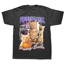 T-shirts masculins Professional Pussy Eater drôle de chat amateur de chat t-shirt pour hommes vêtements t-shirts coton