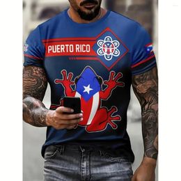 T-shirts pour hommes Porto Rico Shirt Summer Fashion Fashion à manches courtes Frappe de haut Top Primp Print T-shirt Vêtements surdimensionnés Crew Neck Pullover