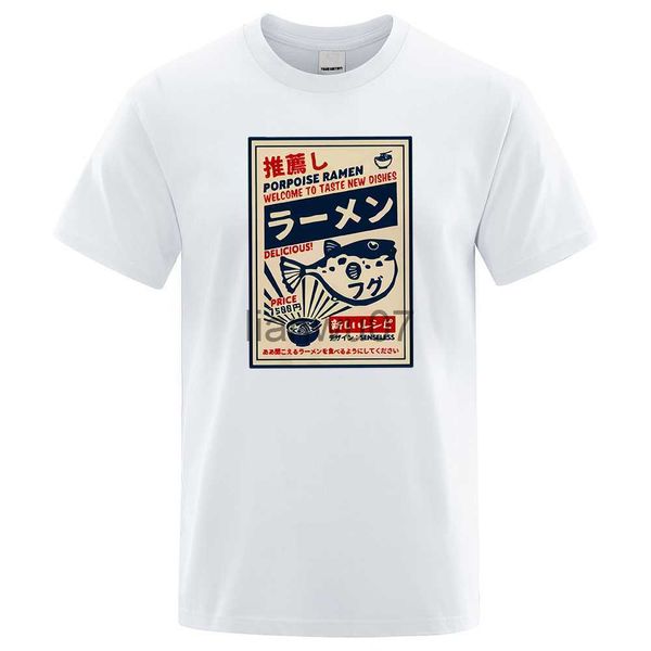 T-shirts pour hommes Puffer Fish Ramen Japanese Menu Poster Tshirt Mens Anime Quality Tee Vêtements Motif Oversize Nouveau T-shirt Casual Cotton TShirts J230705