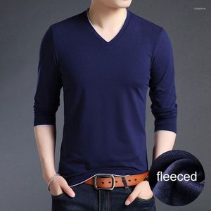 Heren t shirts pullover shirt mannen winterkleding lange mouw casual slanke fleeced dikke warme t-shirt mannelijke T-stukken