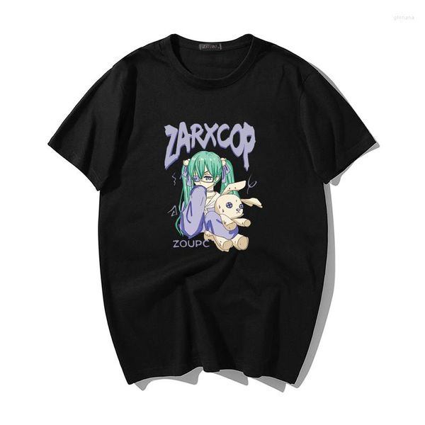 Camisetas para hombre, camiseta Punk Harajuku con estampado de dibujos animados de Anime, camisetas de talla grande para hombre, ropa de Hip Hop, camisetas Vintage holgadas de manga corta de verano