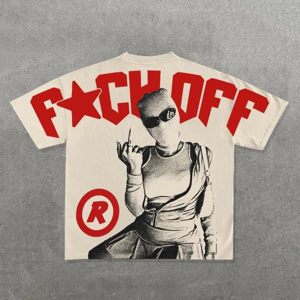 T-shirts pour hommes punk Hip Hop Graphic Mens Vintage Y2K Top Harajuku Goth Shirt surdimension