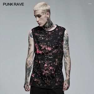 T-shirts pour hommes PUNK RAVE Usage quotidien Impression abstraite T-shirt sans manches Gothique Visual Kei Casual Beaux hommes T-shirts en vrac