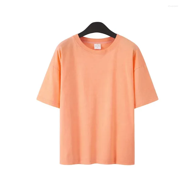 Camisetas para hombre Camisa con parte inferior con hombros caídos de color puro Peine de algodón de manga corta Camisa holgada de verano Calle
