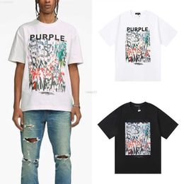 T-shirts pour hommes Purple Brand 2023ss T-shirts Couleur Coton imprimé Coton Lâche Casual Hommes et femmes T-shirt à manches courtes