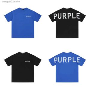 T-shirts pour hommes violet flambant neuf 2024 mode d'été été classique dos violet lettre imprimée t-shirt court T240401