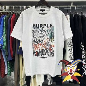 T-shirts voor heren Purple T-shirt Letter Graffiti Tie Dye Print groot paar Top korte mouw J240402