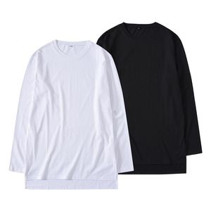 T-shirts van heren QoolxCwear T-shirt Solid Extended langwerpig vlakte T-shirt katoen Top Tee Hight Street Long Sleepe