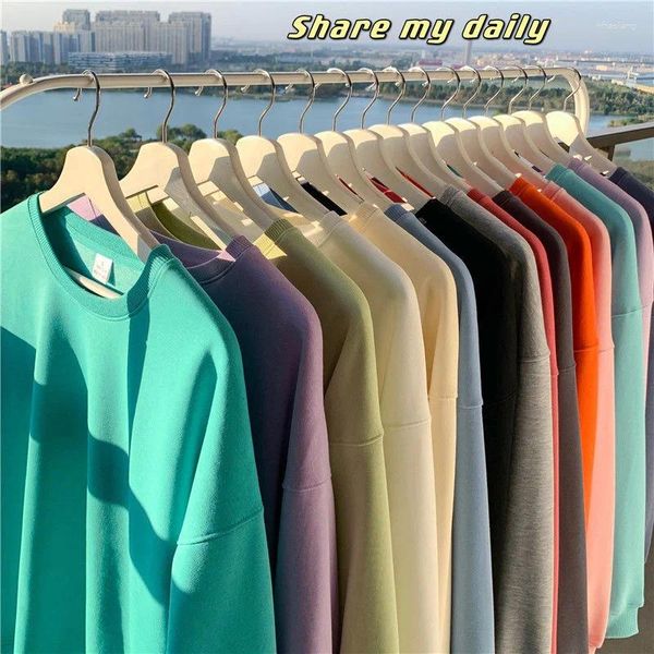 Camisetas para hombres Calidad Algodón Sudadera de gran tamaño Primavera Mujeres Casual Jersey Unisex Coreano Sólido Sudaderas con capucha 2024 Harajuku Ropa