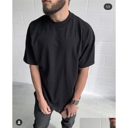 T-shirts pour hommes Qualité T-shirt solide Hommes Femmes Blank High Street Tee à l'intérieur de l'étiquette Tops à manches courtes Drop Livraison Vêtements Hommes Cl DHL2S