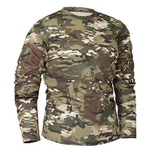 Heren t shirts snel drogende camouflage lange mouwen t shirts outdoor ademende militaire tactische t-shirt mannen jagen wandelen camping kleding 220902