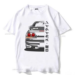 T-shirts masculins R33 Skyline R32 R34 GTR Car Imprimer T-shirt Nouveau été Men Slve Vintage Boy Casual Tops Fashion White TS T240425