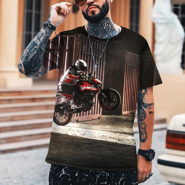 T-shirts pour hommes Racer Motorcycle Enthusiast Hell Rider 3D imprimé chemise pour hommes col rond T-shirt rue mode homme marque vêtements S-5XL