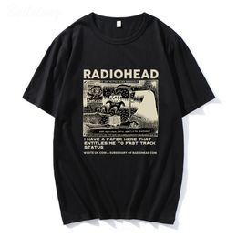 Heren t-shirts Radiohead T-shirt Men Vintage Classic Tees North America Tour Rock Boy Camisetas Hombre Hip Hop Unisex 100%katoen oversized tops 230414