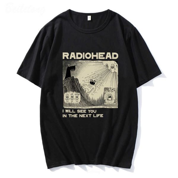 T-shirts pour hommes Radiohead T-shirt Rock Band Vintage Hip Hop Je te verrai dans la prochaine vie Fans de musique unisexe Imprimer Hommes Femmes T-shirts à manches courtes T230103
