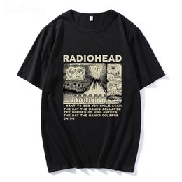 Men S t shirts radiohead vintage imprimement t-shirt mens surdimensionné 100 coton unisexe t-shirts hip hop band rock band album tees harajuku mâle tops 230421