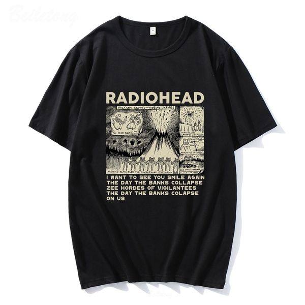 T-shirts pour hommes Radiohead Vintage Print T-shirt pour hommes surdimensionnés 100 coton unisexe T-shirts Hip Hop Rock Band Music Album Tees Harajuku Male Tops 230421