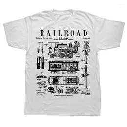 T-shirts pour hommes Chemin de fer Train à vapeur Vintage Brevet Streetwear Manches courtes Cadeaux d'anniversaire Style d'été T-shirt Vêtements pour hommes