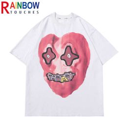 T-shirts pour hommes RainbowTouches Graphic T-shirt Été 2022 Vintage Unisexe High Street Oversize Anime Street Fashion Hip Hop Acid Wash T-shirts T221130