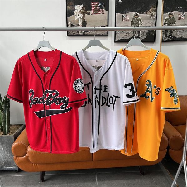 Camisetas de hombre Número aleatorio Verano Primavera Hombres Bordado Béisbol Jersey Camisa de manga corta Tallas grandes Rojo Top Streetwear