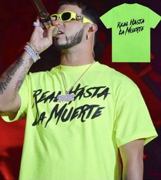 T-shirts masculins chanteuse de rap Anuel AA 2023 T-shirt imprimé de concert Real Hasta La Muerte album masque Hip-hop surdimensionné à manches courtes Q240514