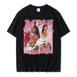 T-shirts voor heren rapzanger Megan thee Stallion Grafische bedrukte T-shirt Hip-Hop-Hop Top Retro Classic Trend T-shirt 100% Pure Cotton Sports T-shirtl2405