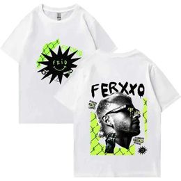 T-shirts masculin Rappeur Feid Ferxxo Tour Imprimé Tshirt Men Femmes T-shirts Coton T-shirt Hip Hop Strtwear Short Slve T Tops Summer Clothes T240425