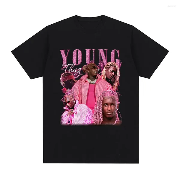 Camisetas para hombres Rapero Young Thug Camiseta con estampado gráfico Hombres Mujeres Moda Hip Hop Camisetas vintage Camisa casual de algodón de manga corta de gran tamaño