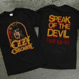 T-shirts pour hommes rares !!!Retro 1982 Ozzy Osborne Devils Voice Twirt T-shirt noir Q240426